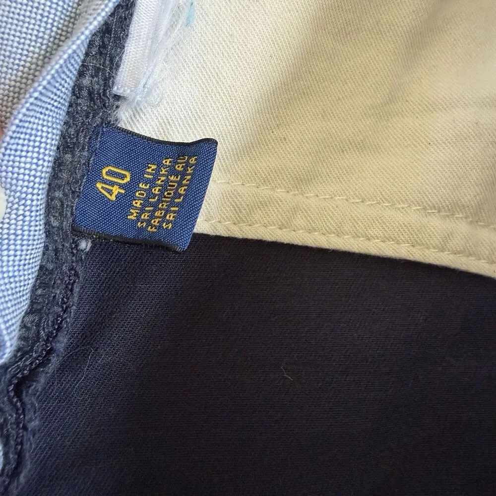 Polo Ralph Lauren Embroidered Flag Shorts 40 X 9 Navy Blue Classic Preppy
